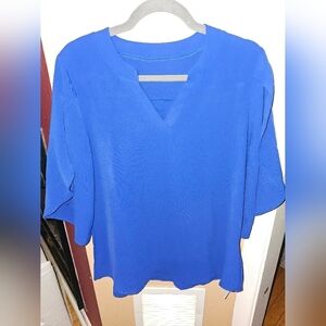 LUYAA Women's Casual Chiffon Blouse Tops 3/4 Ruffled Sleeve V Neck Loose Fit NWT